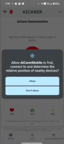 Android prompt to find, connect to and locate nearby devices