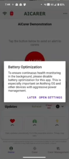Android battery optimization prompt