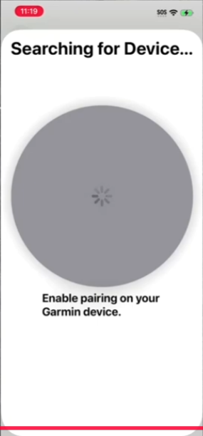 Watch searching for device screen