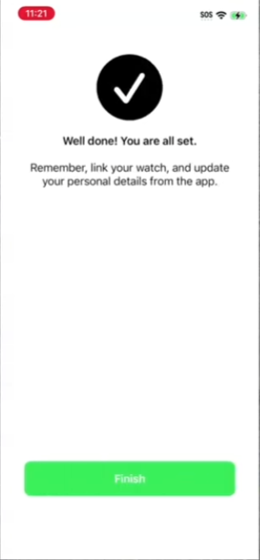 Setup finished screen with Well done message